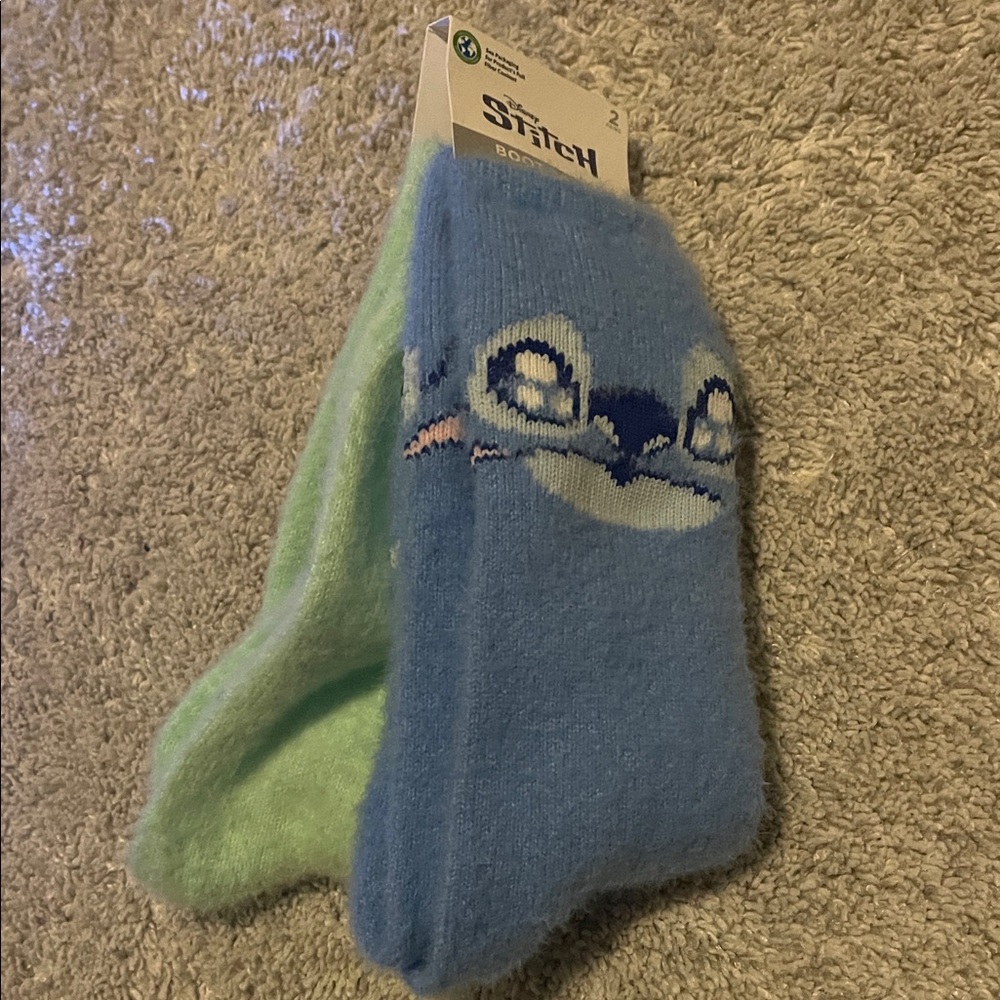 Disney Stitch Blue and Green Boot Socks
